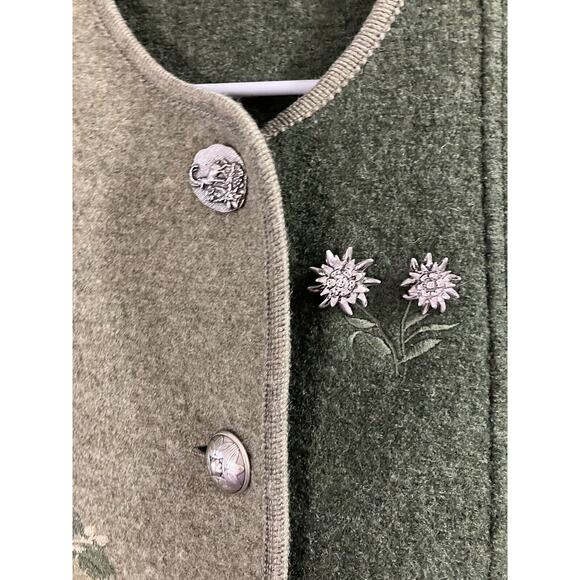 Idomeneo Embroidered Wool Waistcoat Jacket Cardigan Made In Austria Sz 38 L/XL * - Picture 6 of 11